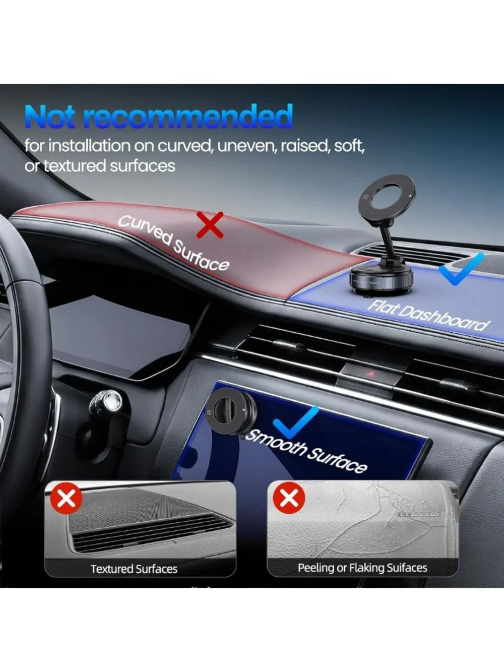 Magnetic Car Phone Holder - 360° Adjustable Suction Mount for iPhone & Magsafe